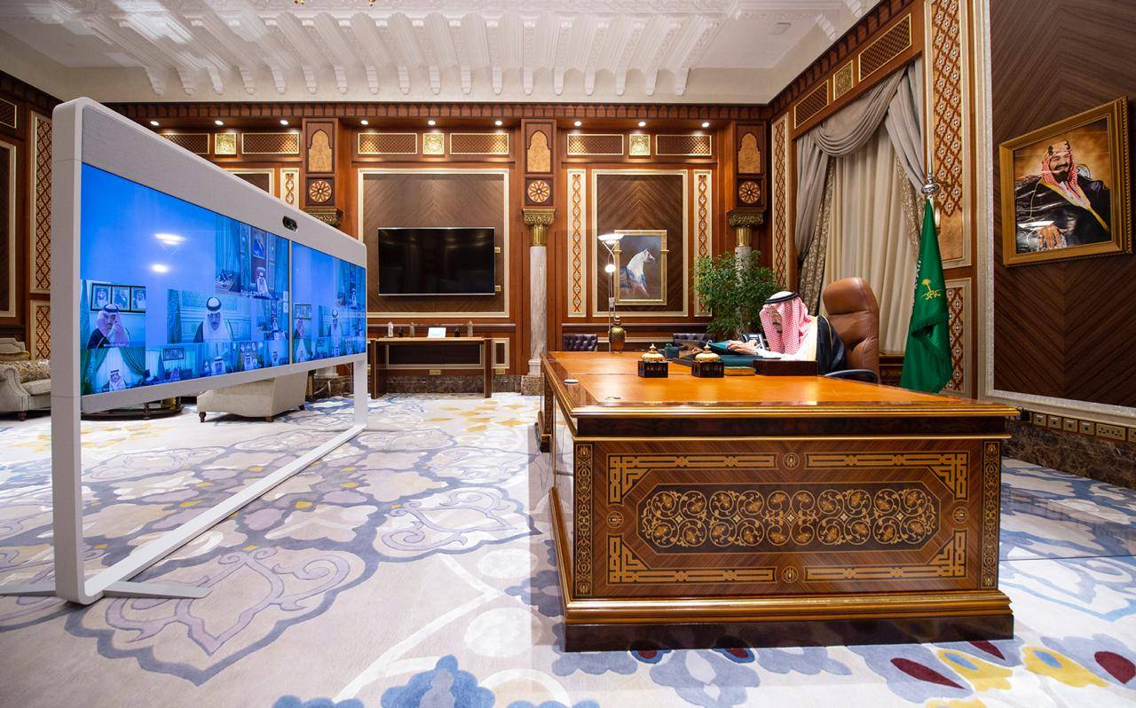 Virtual session of the Cabinet, chaired by Custodian of the Two Holy Mosques King Salman on Tuesday. — SPA photo