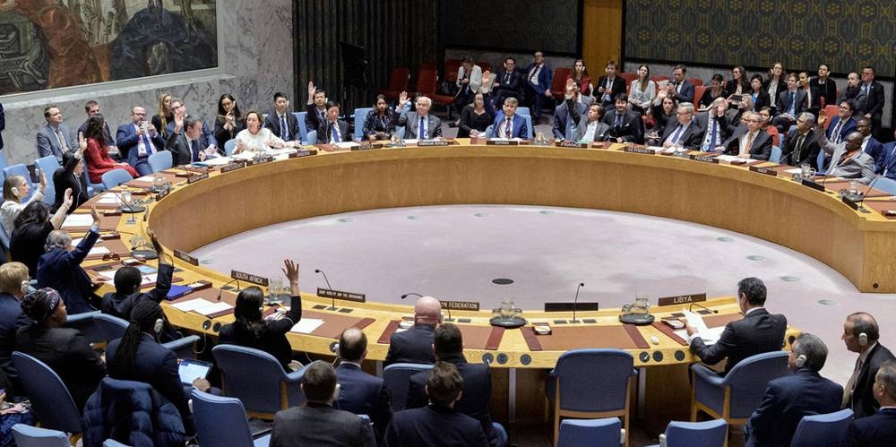 A wide view of the UN Security Council chamber as members vote to adopt resolution 2510 on Libya. — File photo courtesy UN Photo/Manuel Elias