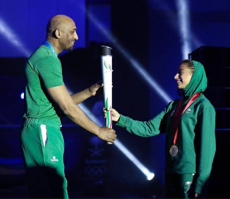 Saudi athletes at the launch of the Saudi Olympic Games on February 2020.