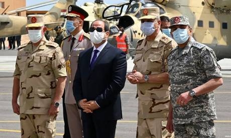 President Abdel Fattah El-Sisi during his inspection tour of Egypt's Western Military Zone’s personnel on Saturday. — Courtesy photo
