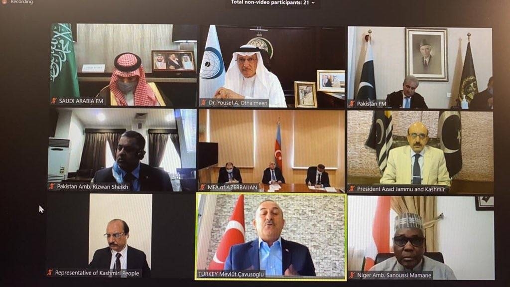 The OIC Contact Group on Jammu and Kashmir situation in session. — Courtesy photo