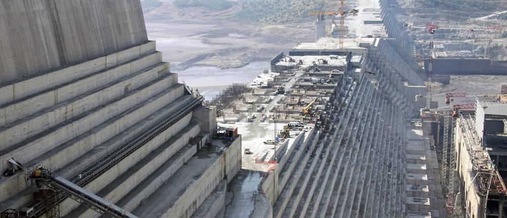 A 2017 file photo shows the construction site of the Grand Ethiopian Renaissance Dam in Guba in the North West of Ethiopia,