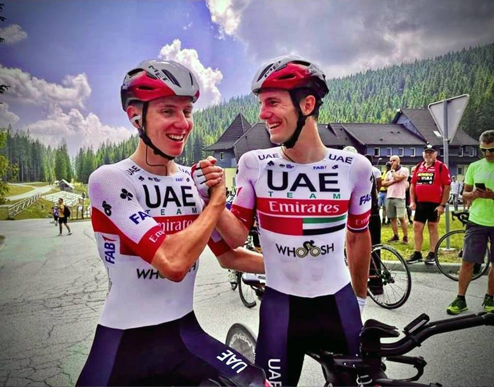 Tadej Pogaçar and Jan Polanc after their fine rides in the Slovenian National Time Trial Championships.