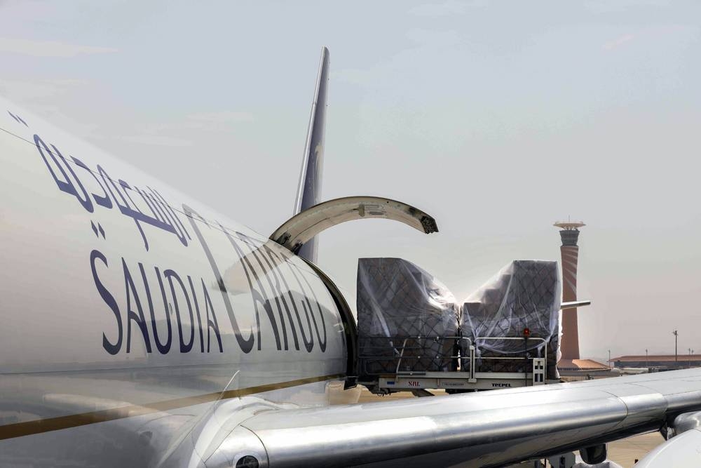 Saudia Cargo flight effecting delivery of medical shipment 