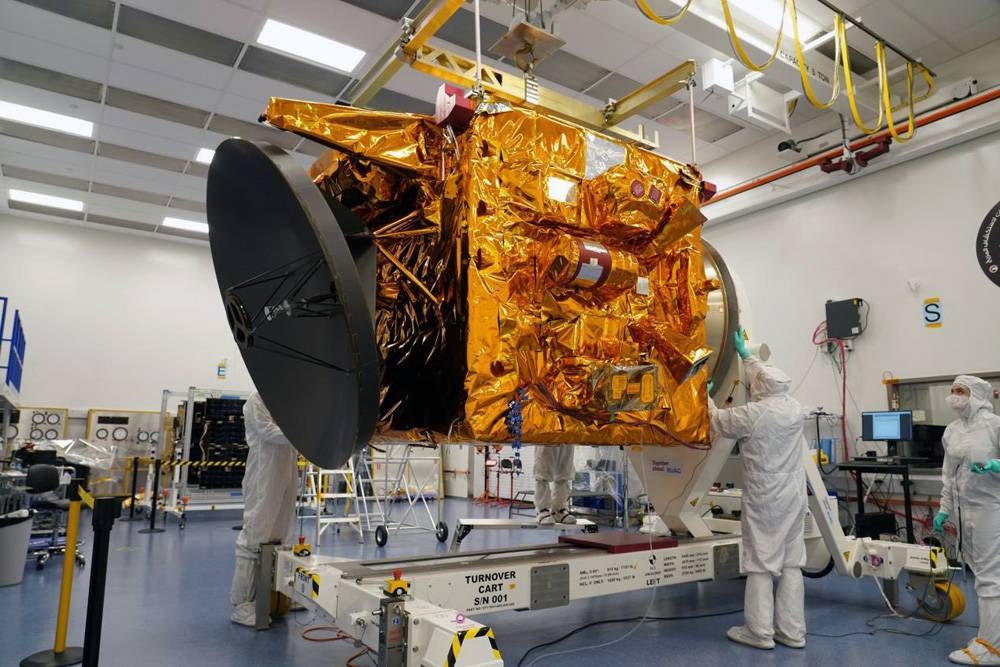 Technicians applying the final screening of the Hope Probe prior to the Emirates Mars Mission  launch on July 15.