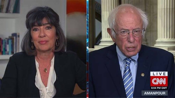 CNN’s Christiane Amanpour with Vermont Senator Bernie Sanders.