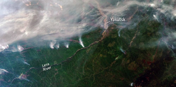 Hundreds of wildfires have broken out in Siberia, some of which can be seen in this image captured from space on 28 July 2019. — courtesy ESA