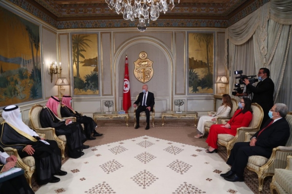 Saudi Arabia's Foreign Minister Prince Faisal Bin Farhan met with Tunisian President Kais Saied at the Carthage Palace in Tunis. — SPA