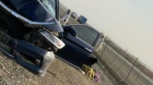The mangled car after an accident on Hijrah Road in Madinah. — SG photo