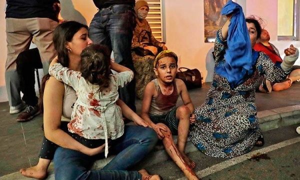 Wounded children near the scene of the Beirut explosion. — Courtesy photo
