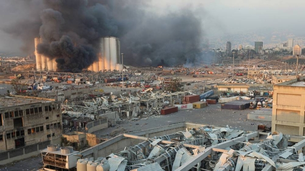 Smoke rises from the site of the Aug. 4 explosion in Beirut. — File photo