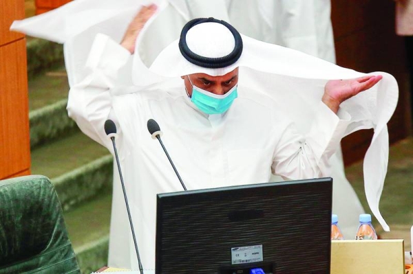 Kuwait's Education Minister Saud Al-Harbi is seen during his grilling in parliament, Tuesday. — Courtesy photo
