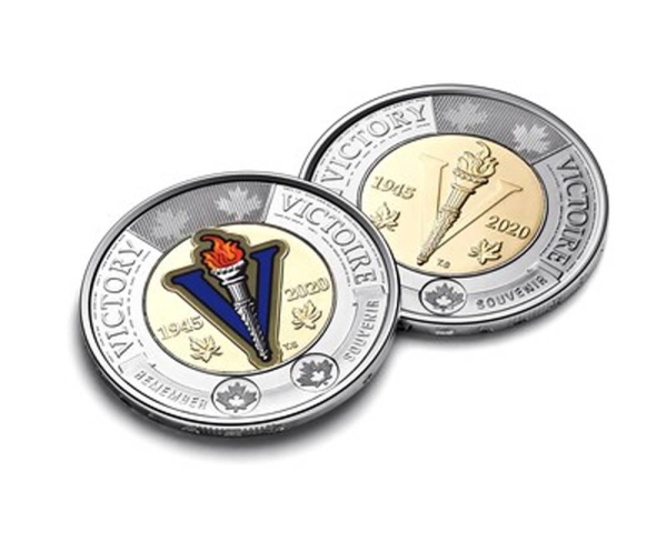 The Royal Canadian Mint's $2 circulation coin celebrating the 75th anniversary of the end of the Second World War