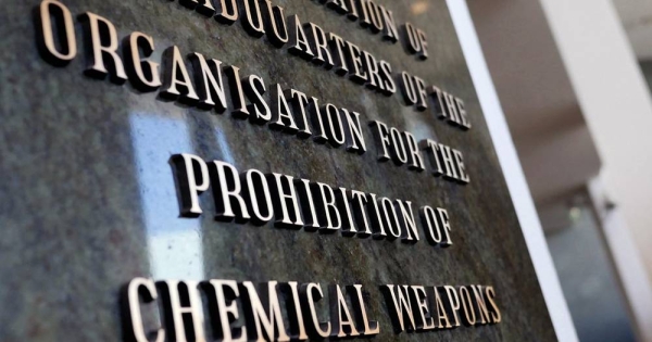 File photo shows a plaque commemorating the opening of OPCW Headquarters. — courtesy OPCW