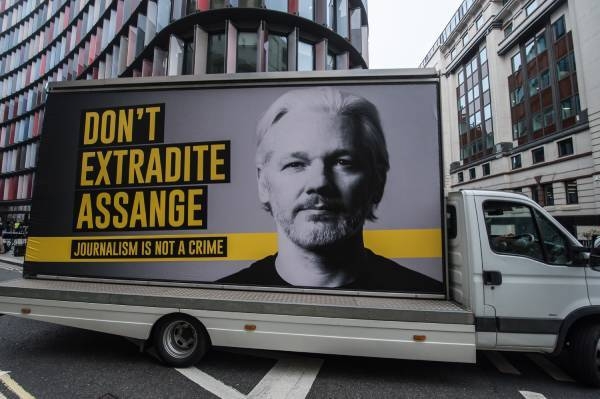 Supporters of WikiLeaks' Julian Assange rallied outside the court in London on Monday. — Courtesy photo
