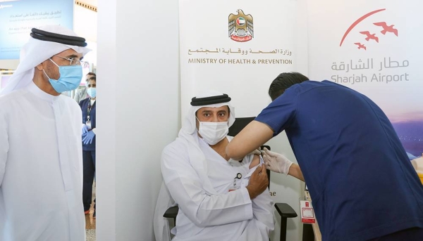 Ali Al Midfa, chairman of the Sharjah International Airport Authority, received the first dose of the Covid-19 vaccine.