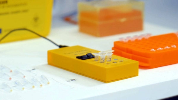 The majority of PCR methods rely on thermal cycling where the reactants are exposed to repeated cycles of heating and cooling to start the RNA replication process. While laboratory PCR tests require a programmable thermocycler, LAMP can be carried out with a simple heat block, making it much more amenable to portable testing. — WAM photos

