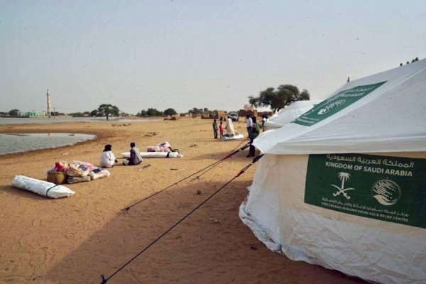 File photo of KSrelief tent providing shelter to the flood-hit Sudanese people.