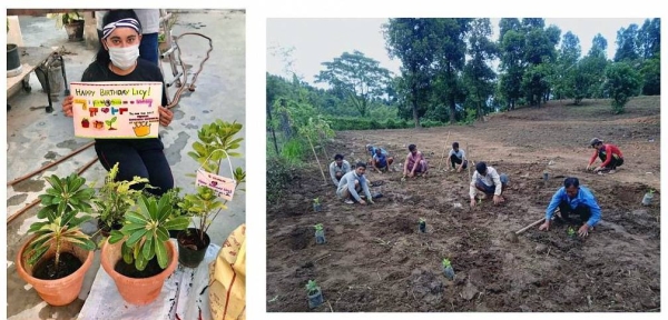 Licipriya planting a tree with a group of children. — courtesy Licypriya Kangujam