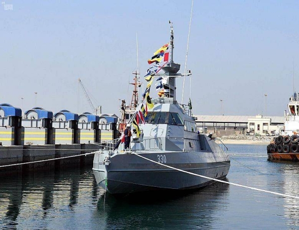 Saudi Arabia’s Ministry of Defense and the General Authority for Military Industries (GAMI) announced the launch and localization of the first locally-manufactured HSI32 speed interceptor boats as well as the commissioning of the first floating dock. — SPA photos