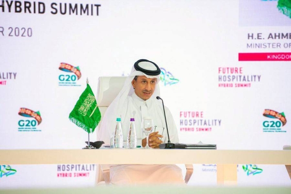 Minister of Tourism Ahmed Bin Aqil Al-Khatib inaugurated Monday the Future of Hospitality Virtual Summit being organized by the Ministry of Tourism and the General Secretariat of the G20.