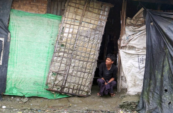 A displaced man at a shelter in the Ah Nauk Ywe camp in Pauktaw Township of Rakhine province, Myanmar. — courtesy OCHA/Htet Htet Oo