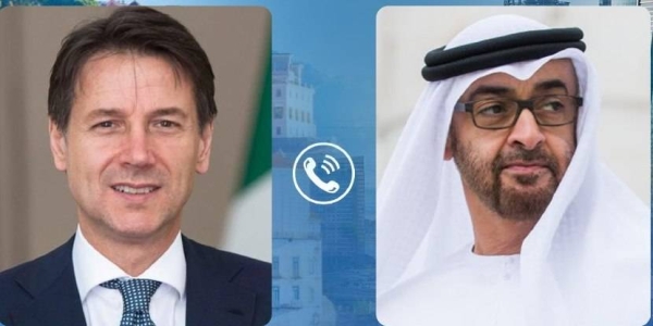 Abu Dhabi Crown Prince Sheikh Mohamed bin Zayed Al Nahyan on Thursday received a phone call from the Italian Prime Minister Giuseppe Conte. — WAM photo