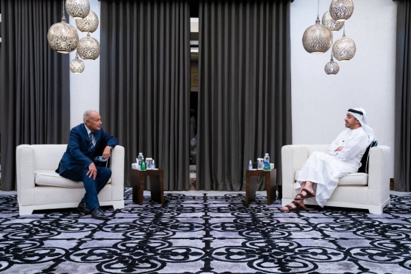 Foreign Minister of the United Arab Emirates Sheikh Abdullah bin Zayed Al Nahyan reviewed the Arab and international conditions and latest developments on the global stage with the Secretary-General of the Arab League Ahmed Aboul Gheit here on Monday.