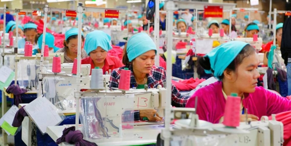 The production floor of an apparel exporting factory in Cambodia. — courtesy ILO/ Marcel Crozet