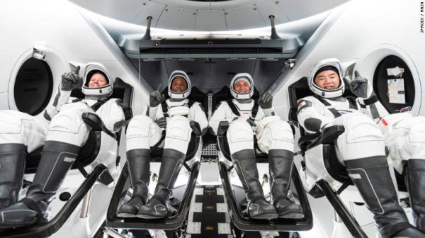 SpaceX’s newly launched capsule with four astronauts arrived Monday at the International Space Station (ISS), their new home until spring. — Courtesy photo
