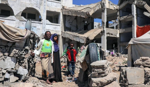 A family in the Al Dhale'e camp for people displaced by the conflict in Yemen. — courtesy YPN for UNOCHA