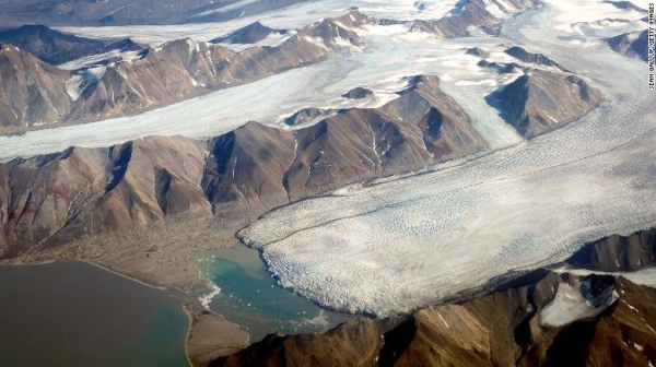 Melting glaciers are seen from a plane during a summer heat wave on Svalbard archipelago in Norway. — Courtesy photo
