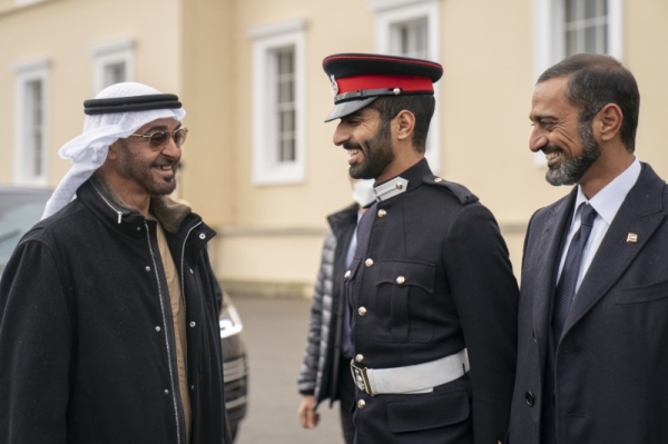 Abu Dhabi Crown Prince Sheikh Mohamed bin Zayed Al Nahyan, who is also the deputy supreme commander of the UAE armed forces, attended on Friday the graduation ceremony of his son, Sheikh Zayed bin Mohamed bin Zayed Al Nahyan, and several Emirati cadets at the Royal Military Academy Sandhurst in the United Kingdom. — WAM photos