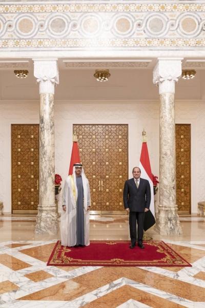 Egyptian President Abdel Fattah El-Sisi met on Wednesday with Abu Dhabi Crown Prince Sheikh Mohamed bin Zayed Al Nahyan at the Ittihadiya Palace in Cairo. — WAM photos