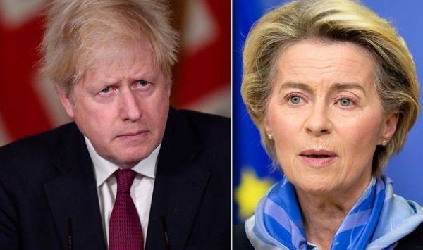 UK PM Boris Johnson, left, and European Commission President Ursula von der Leyen 