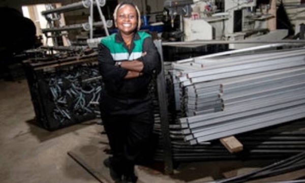 Low-cost construction materials made of recycled plastic waste and sand is being sustainably manufactured in Kenya by Gjenge Makers. — courtesy UNEP