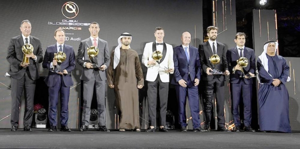 Dubai Globe Soccer Award 2020 - 12th Edition.
In the pic: Sheikh Hamdan Bin Mohammed Bin Rashid Al Maktoum, Robert Lewandowski, Iker Casillas, Pique,Cristiano Ronaldo and other celebrities. — courtesy Dodicesima Edizione.