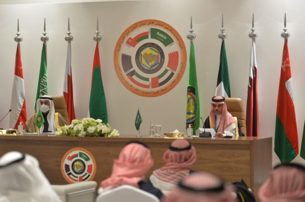 Foreign Minister Prince Faisal Bin Farhan in a joint press conference with the GCC Secretary-General Dr. Nayef Al-Hajraf at the end of the summit on Tuesday evening.