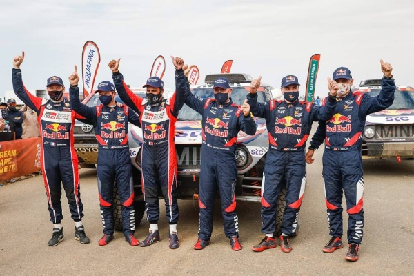 A victorious participant in the  2021 Dakar Rally.