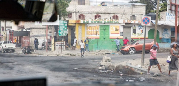 Fire residues and debris at a protest site in Port-au-Prince in July 2018. — courtesy MINUJUSTH/Leonora Baumann