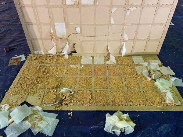 The Saudi Customs foiled an attempt to smuggle over 14 million pills of Captagon hidden in a consignment at the King Abdulaziz Port in Dammam. — SPA photos
