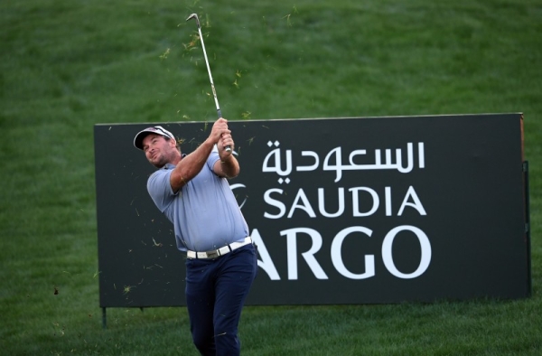Ryan Fox of New Zealand plays his third shot on the 9th hole during Day Two of the Saudi International powered by SoftBank Investment Advisers at Royal Greens Golf and Country Club in King Abdullah Economic City, Saudi Arabia, on Friday.