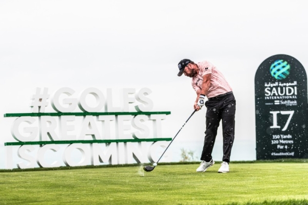 Ryan Fox of New Zealand plays his third shot on the 9th hole during Day Two of the Saudi International powered by SoftBank Investment Advisers at Royal Greens Golf and Country Club in King Abdullah Economic City, Saudi Arabia, on Friday.