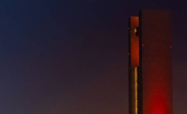 Landmarks in Bahrain lit up this evening in red, to salute the success of the UAE Hope Probe in reaching its Mars orbit,  a first in the Arab world. — BNA photos