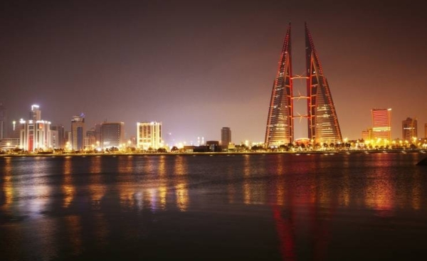 Landmarks in Bahrain lit up this evening in red, to salute the success of the UAE Hope Probe in reaching its Mars orbit,  a first in the Arab world. — BNA photos