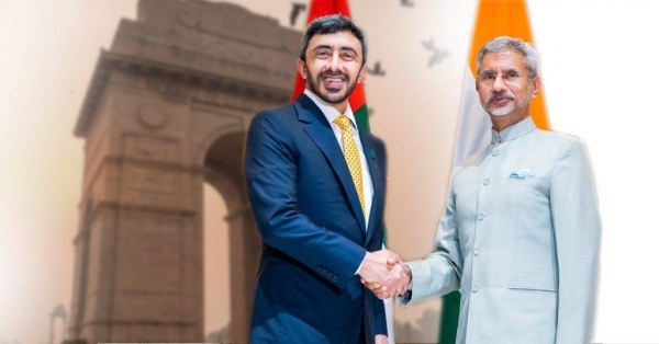 Foreign Minister of the United Arab Emirates Sheikh Abdullah bin Zayed Al Nahyan, left, is seen with his Indian counterpart Dr. Subrahmanyam Jaishankar in this file courtesy photo.