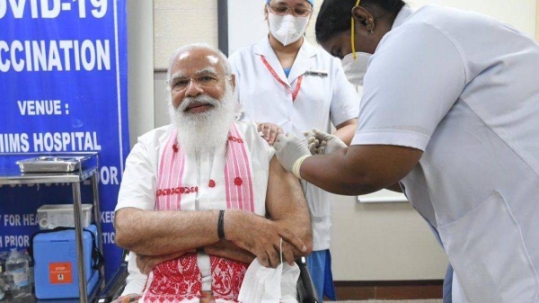 Prime Minister Narendra Modi took the jab at a Delhi government hospital becoming the first beneficiary of the vaccination drive's second phase. — Courtesy photo

