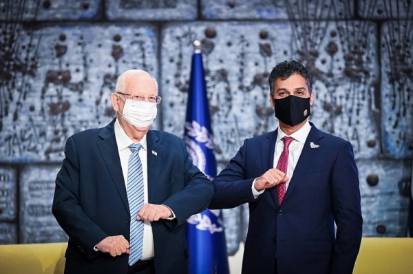 Mohamed Mahmoud Al Khaja, the first ambassador of the United Arab Emirates to Israel presented his credentials to Israeli Reuven Rivlin on Monday. — WAM photos