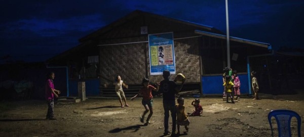 Children play at an IDP camp in Kachin state, northern Myanmar, in this file courtesy photo. As of the start of 2021, about one million people are in need of humanitarian aid and protection in Myanmar.