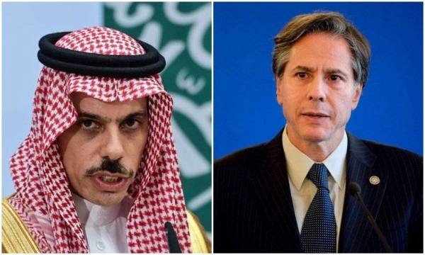 Saudi Arabia’s Foreign Minister Faisal Bin Farhan, left, and US Secretary of State Antony Blinken, are seen in this file combination picture.